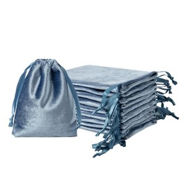 QIANF 12pcs Dusty Blue Velvet Drawstring Bags 3x4 inches Small Velvet Cloth Gift Bags Jewelry Pouches for Storage Wedding Party Favor Christmas