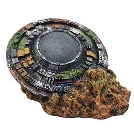 AIMALL UFO Wreckage Aquarium Ornament, Sci-Fi Portal Resin Craft, Space-Time Themed Fish Tank Decoration, 5.9x4.7 Inches