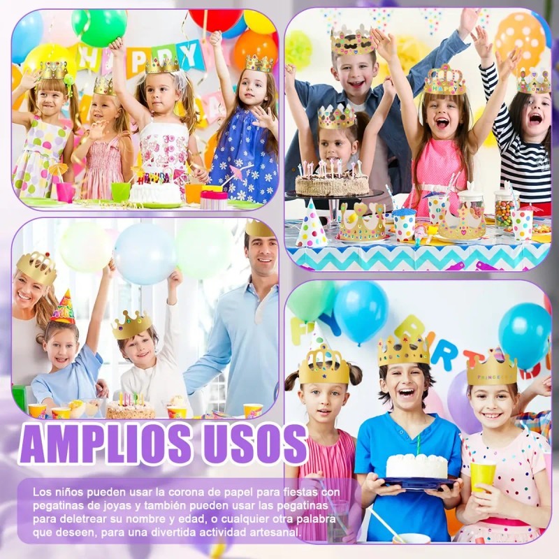 83pcs Coronas Rey Diy De Carton Dorada Fiesta Con Calcomanía