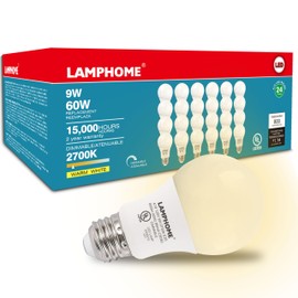 LAMPHOME 24-Pack Soft White LED Bulbs - Ideal for Bedroom & Living Room, 60W Equivalent, 2700K, 9W, 15000-Hour Life, E26 Base