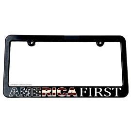 OwnTheAvenue America First 2nd Amendment American Flag USA Car Truck Slim License Plate Frame