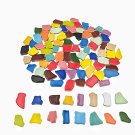 1.1lb Ceramic Mosaic Tiles,Mixed Colour Ceramic Mosaic Pieces for Crafts,Mosaic Tiles for Home Decoration or DIY Crafts,Mosaic Making Supplies (Large Irregular)