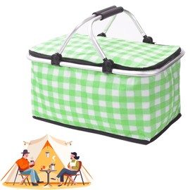 Picnic Basket Set, Picnic Basket, Insulated Picnic Bag Cooler Reusable, 26L Large Capacity for 12 Adults, Picnic Basket with Sturdy Handles for Outdoor Activities, Travel, Beach, Camping (Green)