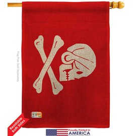 Henry Every Red Garden House Flags Set Coastal Pirate Ship Skull Treasure Map Carribean Jolly Blackbeard Jack Small Decorative Gift Yard Banner Double-Sided Made In USA 28 X 40