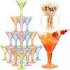 Yungyan 48 Pack 7oz Colored Plastic Martini Glasses with Cocktail