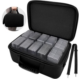 Graduated Card Storage Box Suitable for 64 CSG, BGS, PSA, Trading Cards, Slab Card Holder Organiser for Toploader, Graded Card Box with Removable Thick Foam Slots (Case Only), C1, Compact