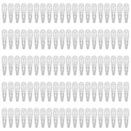 100 Pack Bulk 2 Inch 5 CM Small Metal Snap Hair Clips With Hole Silver Barrettes Hairpins Clips Thin Fine Bang Hair Holder Craft DIY Hair Accessories for Women Girl Kids