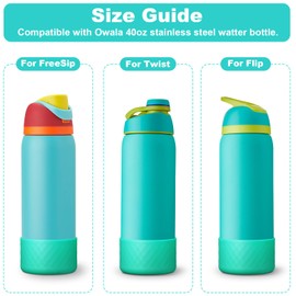 YOUCOX Silicone Boot for Owala Water Bottle 40 oz, 2PCS Anti-Slip Protective Sleeve for FreeSip/Twist/Flip Water Bottles, BPA Free, Dishwasher Safe, Bottom Bumper Cover Cup Accessories