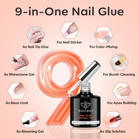 MODELONES Nail Tips and Glue Gel Kit, 216 Pieces Full Cover Nail Tips Set, Nail Glue & Mini UV Lamp, 12 Sizes for Nail Extension, DIY Salon Gifts
