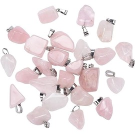 DanLingJewelry 24 pcs Natural Rose Quartz Pendants Healing Crystal Gemstone Charms Irregular Stone Charms for DIY Crafts Jewellery Making