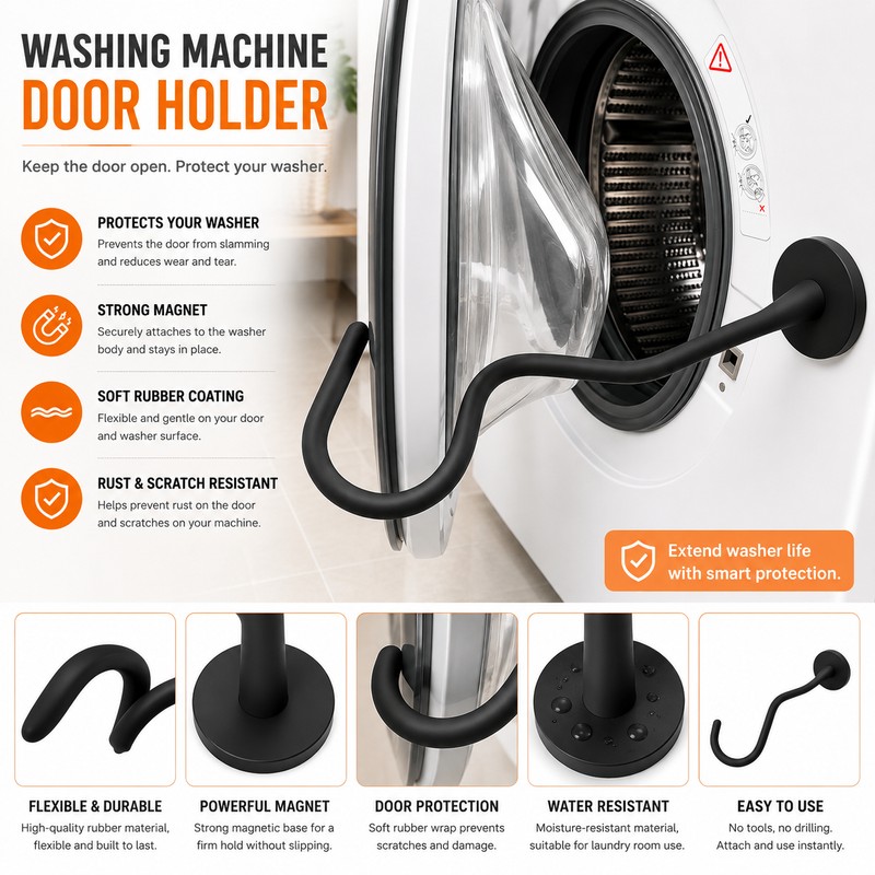 Magnetic Washer Door Prop for Front Load Machines – Flexible