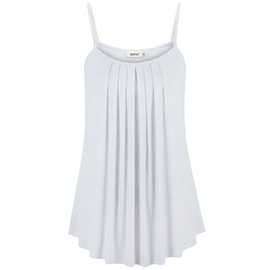 BEPEI Sleeveless Tank Tops for Women,Lightweight Comfort Camis Regular Shirt Travel Romantic Blouse Rayon Spandex Shirt White M