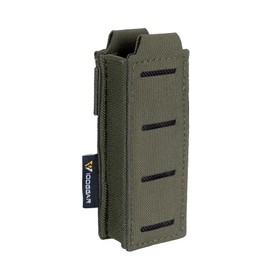 IDOGEAR Single Pistol Mag Pouch Elastic Molle Top Open Pouch for Glock M1911 92F 9mm .40 Magzines Flashlight Holster (Ranger Green)