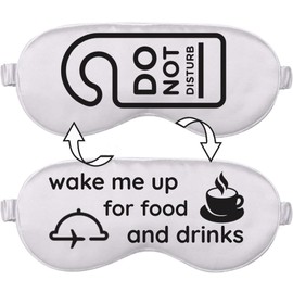 VITYA Silver Do Not Disturb/Wake Me Up Double-Sided Silk Sleep Mask for Women/Men | Light Blocking | Soft Breathable Sleep Eye Mask for Traveling on Airplane | Eye Mask with Elastic Strap (Silver)