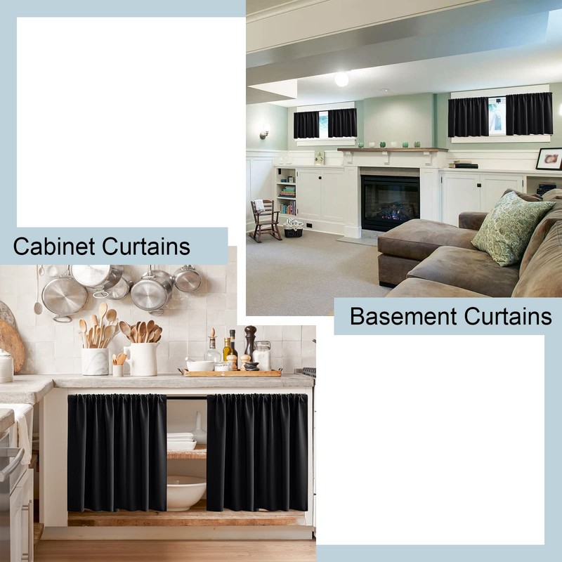 Extra Wide Blackout Curtains for Small Bedroom Windows, 2 Panels