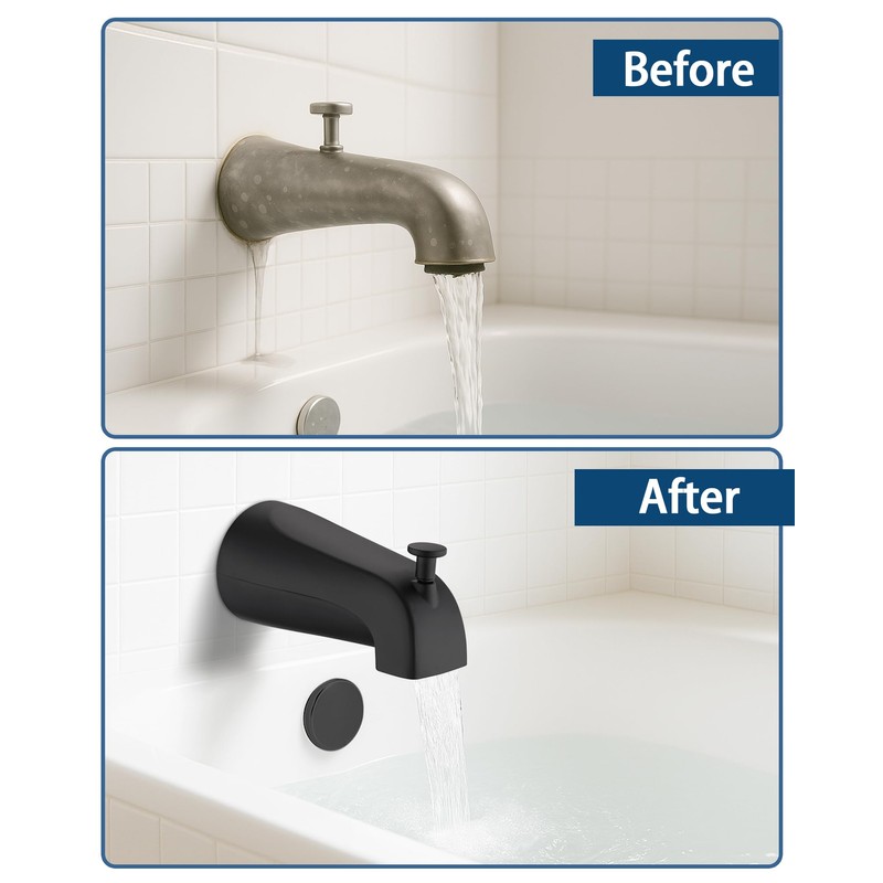 All Metal Bathtub Spout with Diverter, 5.3 Inch Tub Spout,