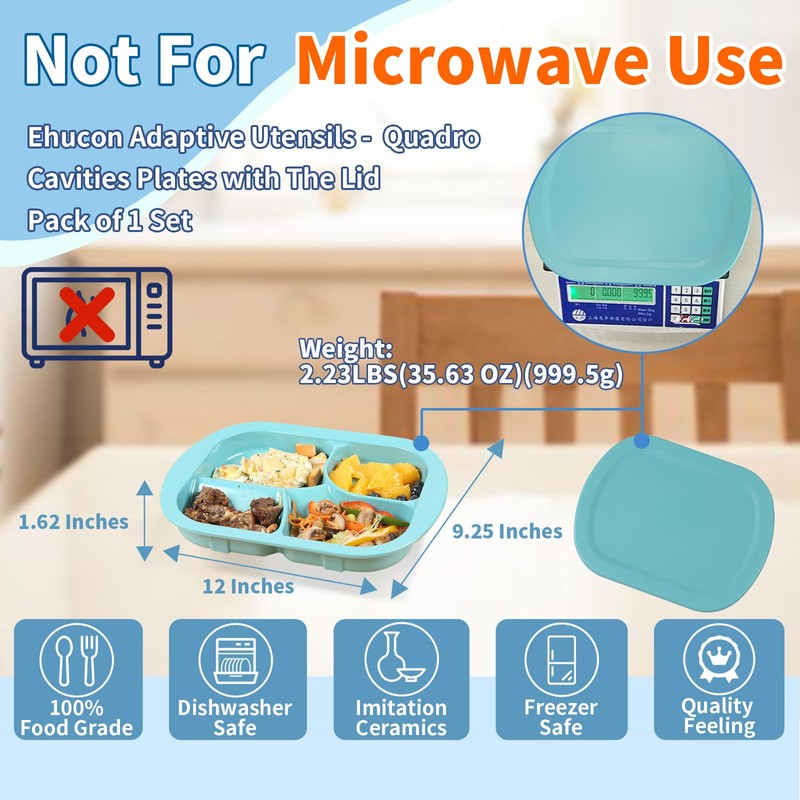 Ehucon Adaptive Utensils Weighted Scoop Divided Plate