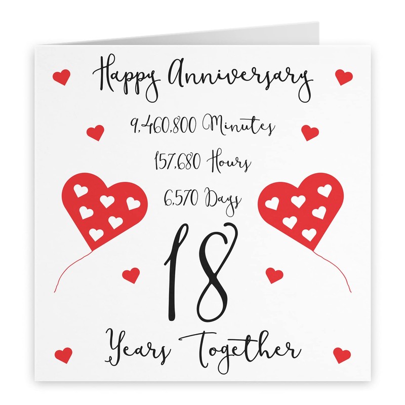Hunts England - 18th Wedding Anniversary Card - 18 Years