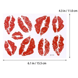 6pcs Cute Temporary Sticker Red Lips Stickers Fake Waterproof Red Lips Temporary Decorative Stickers for Women