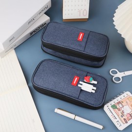 iSuperb Large Capacity Pencil Case Zipper Pen Pouch Bag Canvas Stationery Organizers Storage with Compartment Double Zipper Makeup Bag for Girls Boys