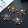 Antique Ethnic Brocade Mexico Gypsy Engraved Lotus Hook Dangle Earrings