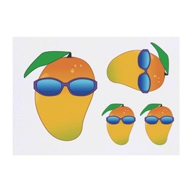 Azeeda 4 x 'Mangofrucht ' Temporäre Tattoos - Wasserfest, Hautfreundlich & Ungiftig · Transfers in Verschiedenen Größen (TO00073544)