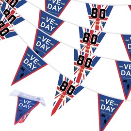 VE Day 80th Anniversary Flag Bunting, 10M 30PCS VE Day Bunting 2025, for Remembrance Day Garden Indoor Outdoor Street Party Decorations