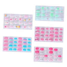 minkissy 120pcs Children's Nail Art Childrens Fake Nails Full Cover Kids Nails Glue on Nails Full Cover Nail Tips Nails Stickers Full Cover Nails Nail Decor Abs Kids Stickers Girl