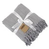 Fennco Styles Gray Classic Woven Throw Blanket with Tassels –