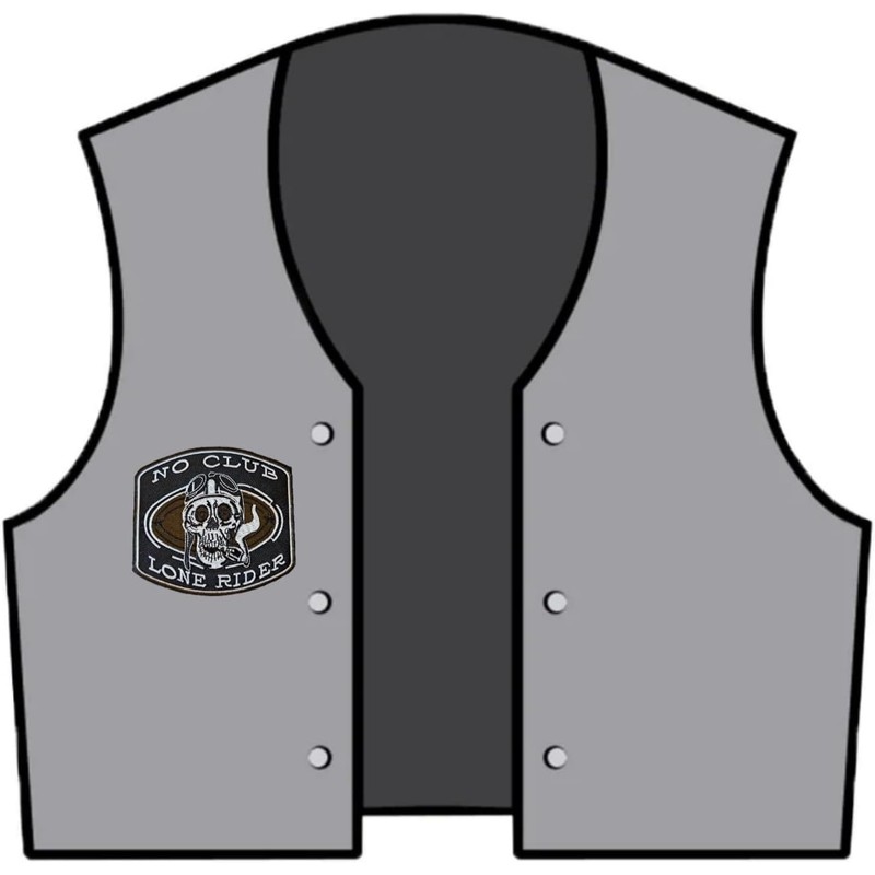 Skull No Club Lone Rider Biker Patch Sew on or