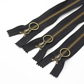 YaHoGa Pack of 10 #5 Zip Metal 30 cm Zip 5 mm Non-Separable for Bag DIY Sewing Craft (Antique Bronze 30 cm)