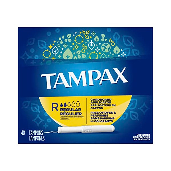 Tampax Tampons with Cardboard Applicator, Regular 40 ea (Pack of 4)