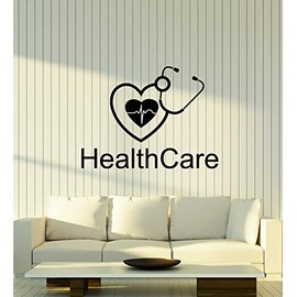 Vinyl Wall Decal Health Care Clinic Medical Center Heart Beat Stickers Mural Large Decor (g4742) Black