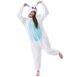 Katara 1744 Rabbit Blue/White Costume Suit Onesie / Jumpsuit Onesie Bodysuit for Adults, Women, Men, Pyjamas, Unisex – Many Different Animals