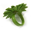 Avalaya Lime Green Leather Daisy Flower Ring - 40mm D