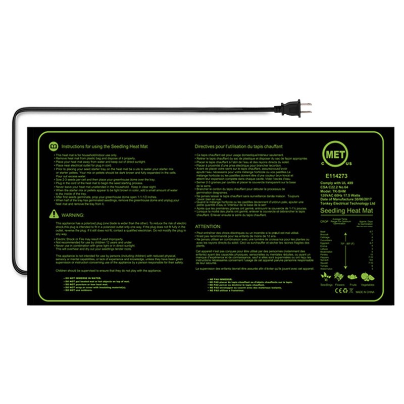 17.5W Seedling Heating Mat Waterproof Flowers Fruits Vegetables Digital Seedlings