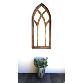 48" Farmhouse Wood Cathedral Window Arch Rustic Ash Brown- The Farmhouse Cathedral Window