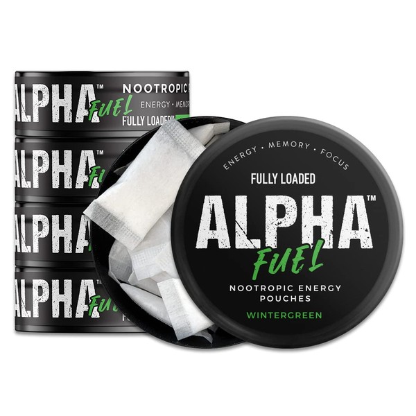 Fully Loaded Alpha Fuel Nootropic Pouches (Wintergreen Fuel) - Nootropic Energy Pouches with Caffeine, Alpha GPC, Tyrosine, Taurine, Guarana and More.