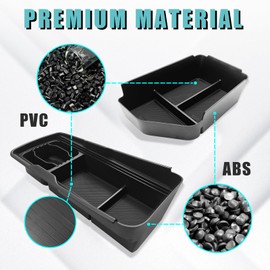 BestEvMod for EV6 Armrest Organizer&Lower Center Console Slide Cover Organizer Adjustable Cup Holder 2PCS with PVC Trim Compatible with 2022-2024 Kia EV6 Accessories (Console+Slide Cover Lower)