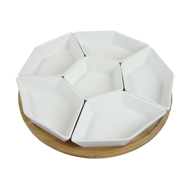 Elama Signature 12 Inch 7pc Lazy Susan Appetizer and Condiment