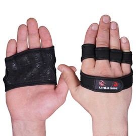 LETHAL MODE Neoprene Gym Grips – Silicon Padded Palm for Weight Lifting, CrossFit, Workout & Cycling – Fingerless, Durable & Comfortable Grips for Men & Women (D1, S/M)