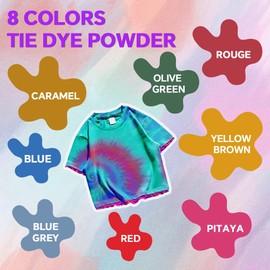 Honcaring Tie Dye Kit, 8 Colors Dye Kits, Bright-Coloured & Safe Fabric Color Powder, Easy to Use Set for Large Groups, Adults, Handmade Party, Kids