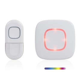 Byron DBY-24722UK Wireless Portable Doorbell Set, Smart Control, 200m Range, 8 Melodies, Volume Control, Colourful Visual Alert System White