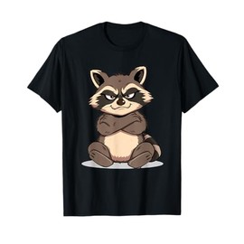 Grumpy Cartoon Raccoon Sitting with Crossed arms T-Shirt