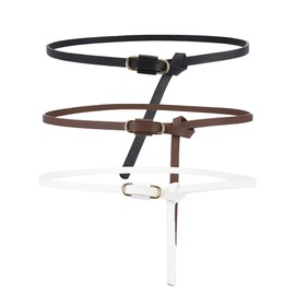 FDEETY Women's Belts, Pack of 3, Classic PU Leather Belt, Fashionable, Versatile Waist Belt, Without Holes, Decorative Belt, Perfect for Leisure Dresses (Black + Brown + White), Black, brown, white