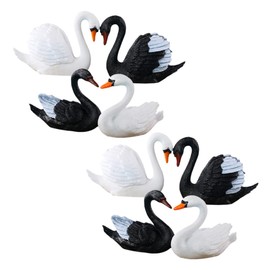 Toyvian 8pcs Swan Miniature Black and White Swan Ornament Mini Animal Figurines Miniatures Toys Small Animal Figures Micro Garden Goose Sculpture Swan Decoration Tiny Swan