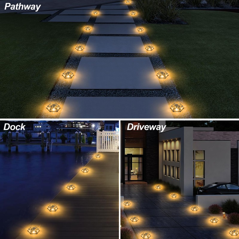 CREPOW Solar Dock Lights Driveway Deck Lights - 8 Packs
