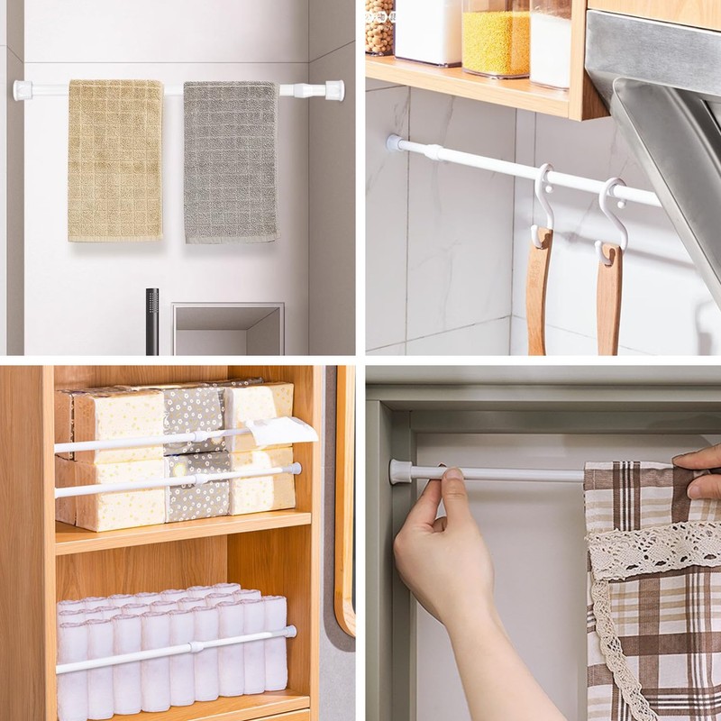 SYEYCW 3 Pcs Extendable Net Curtain Rods, 30-50cm Adjustable Tension