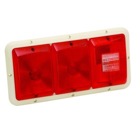 Bargman 30-84-002- Taillight #84 Recessed Triple Horizonal Red, Red, Backup - Colonial White Base
