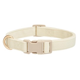 YUDOTE Soft Corduroy Dog Collar with Plastic Clip - Comforty and Adjustable for Small Dog Daily Using in Cream